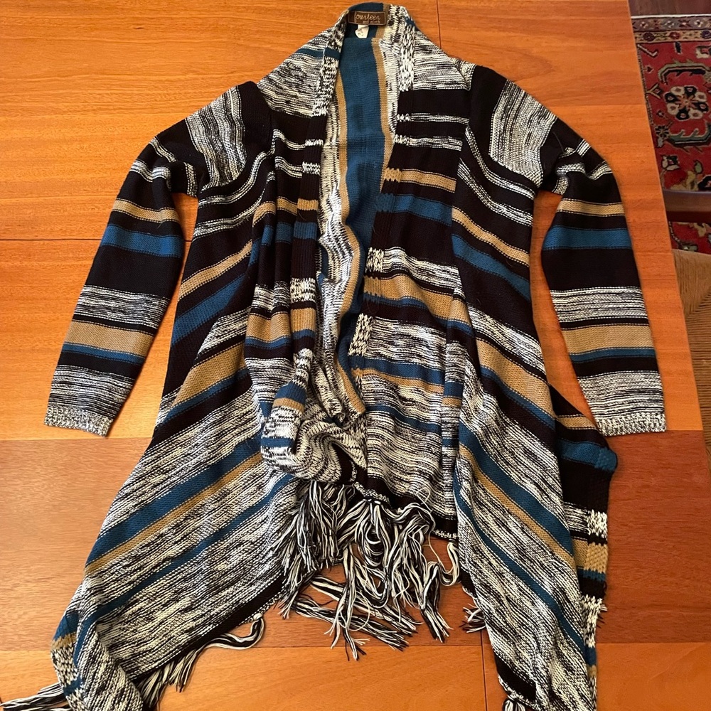 Blue/Black/Gold Striped Shawl